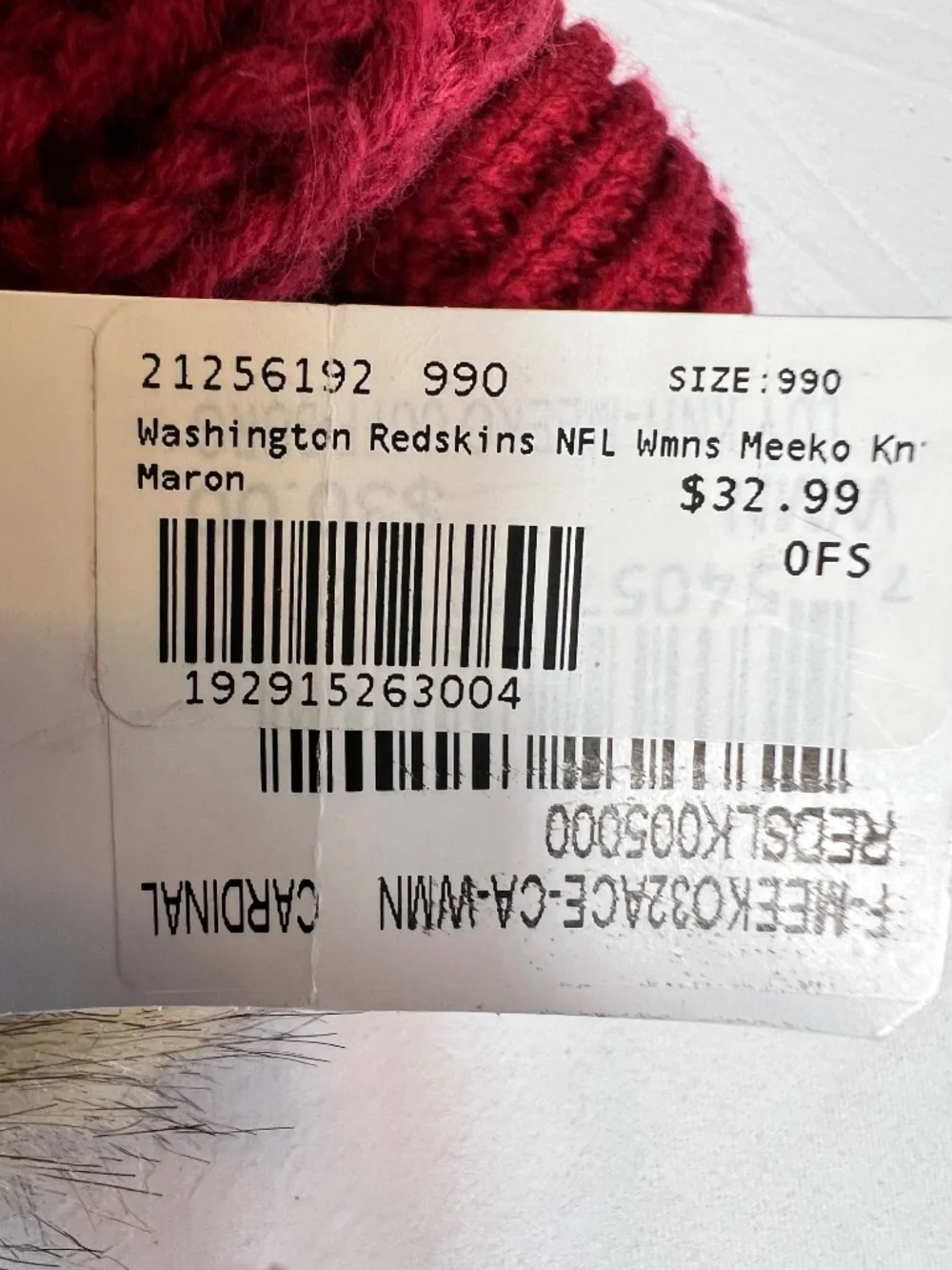 *FIRM PRICE* NWT - ‘47 Brand Washington Redskins Knit Beanie & Faux Fur Pompom - Picture 6 of 6